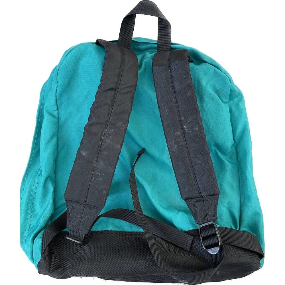 Vintage Eddie Bauer Backpack Teal Nylon Small Pack Bag 2 Pocket USA Made - Picture 2 of 7